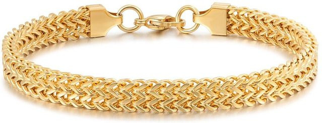 Allbestart Armband Doppel Weizen Kette, Edelstahl, Gold, Herren, Vintage - Bild 1