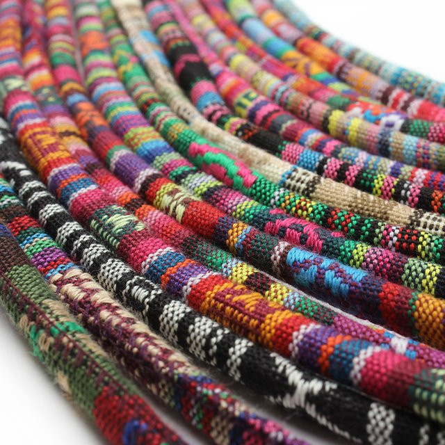 Bunte runde Baumwollschnur im ethnischen Stil für DIY-Handwerk und Kleidung, 5 Yards, Mehrfarbig - Bild 1