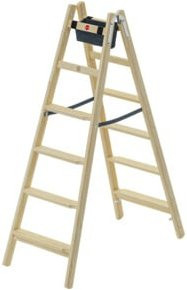 Hailo Holzleiter Master H80 Doppelleiter mit 6 Stufen in Beige aus FSC-zertifiziertem Holz - Bild 1