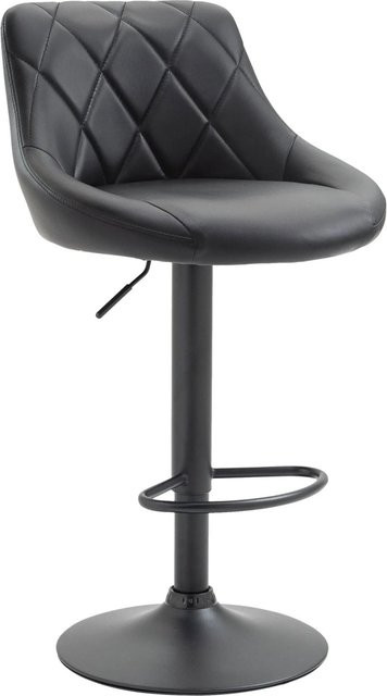 DELUKE Barhocker FALON Barstuhl aus Kunstleder in Schwarz, drehbar mit Lehne, B/T/H: 46 x 49 x 83 cm - Bild 1
