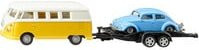 SIKU Modellfahrzeug Set mit VW T1, Anhänger und VW Käfer in Weiß, Gelb und Himmelblau - Bild 1