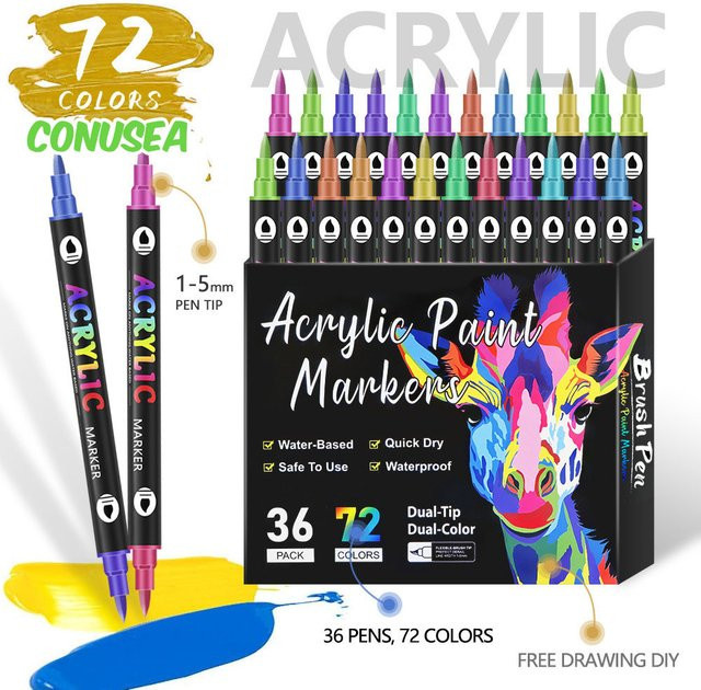 CONUSEA Acrylfarbe Marker Dual Tip, Set, Bunt / Mehrfarbig - Bild 1