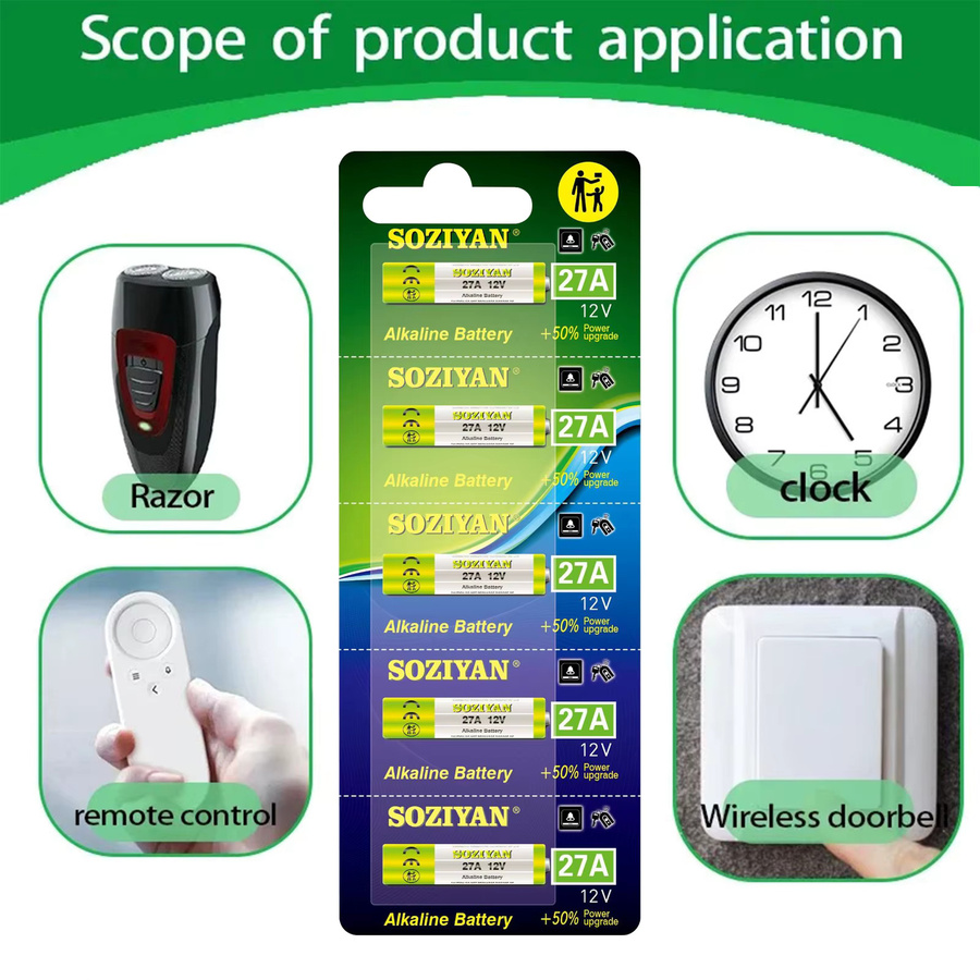 NDNNAS 27A 12V Alkaline-Batterie 35mAh Kompatibel mit MN27 MS27 A27 G27A Premium Knopfzellen - Bild 4