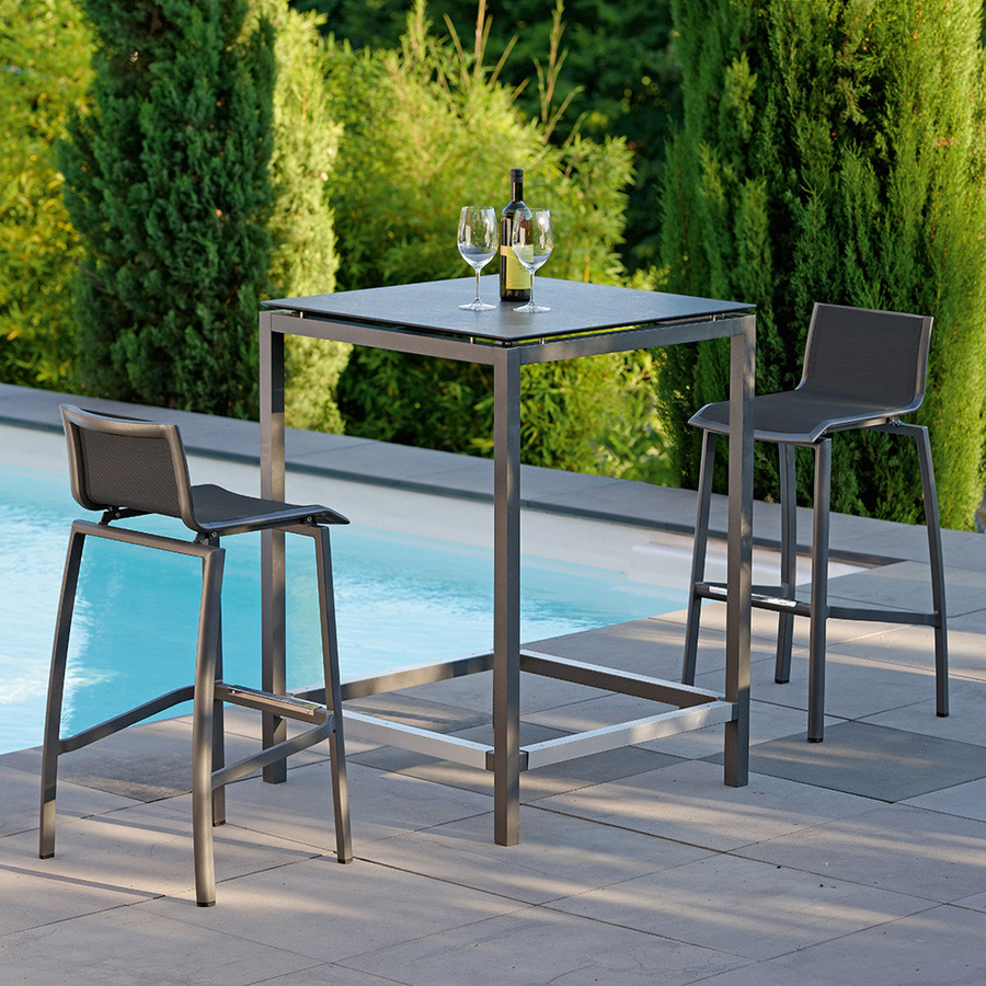 Stern Barstuhl Allround aus Aluminium in Graphit mit silbergrauem Textilsitz, stapelbar - Bild 2