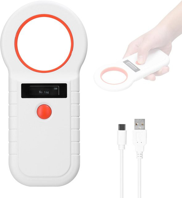 Igeteck Kabelloser Haustier-Mikrochip-Scanner RFID Hand-Scanner mit USB-C Anschluss, Weiß - Bild 1