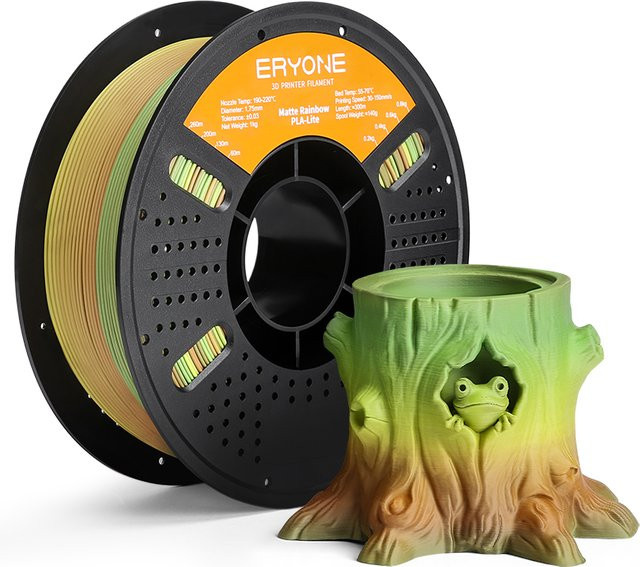 ERYONE PLA Lite 3D-Drucker-Filament Regenbogen, 1,75 mm, Mehrfarbiger Farbverlauf, 1 kg Spule - Bild 1
