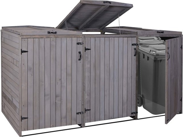 Erweiterbare Mülltonnenbox MCW-H74 aus Holz für 3 oder 6 Mülltonnen, Farbe Anthrazit-Grau, B/T/H: 238 x 126 x 98 cm - Bild 1