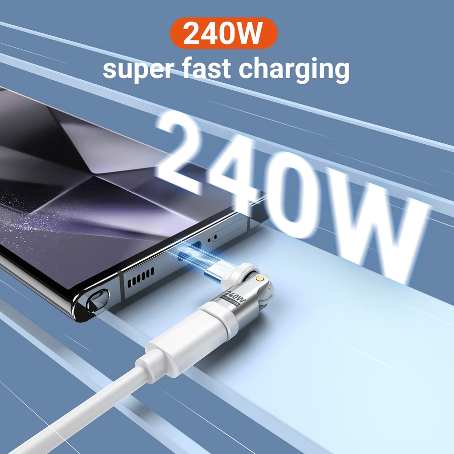 AUFU 240W USB-C zu Typ-C OTG-Adapter 540 Grad drehbar mit 5A Schnellladung als Stecker-zu-Buchse-Konverter für iPhone 16, MacBook und Samsung Laptop - Bild 2