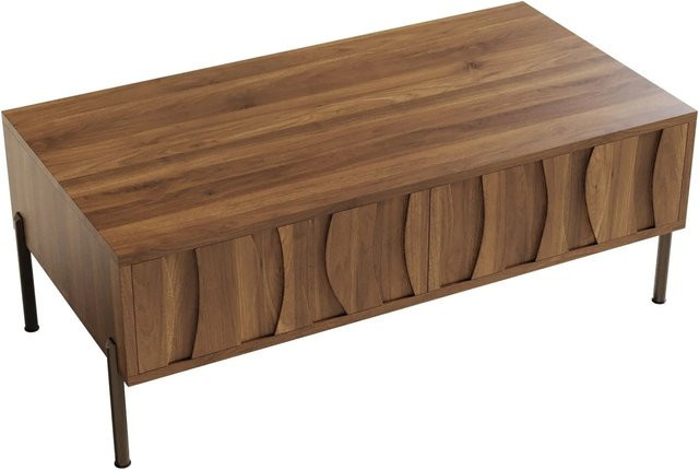 okwish Couchtisch im Retro-Stil in Natur Braun, B/T/H: 105 x 55 x 41 cm - Bild 1