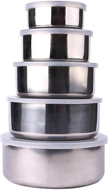Willstar 5er-Set Edelstahl-Rührschüsseln mit Deckel in Silber, stapelbare und ineinander stapelbare Schüsseln für die Küche, spülmaschinenfest - Bild 1