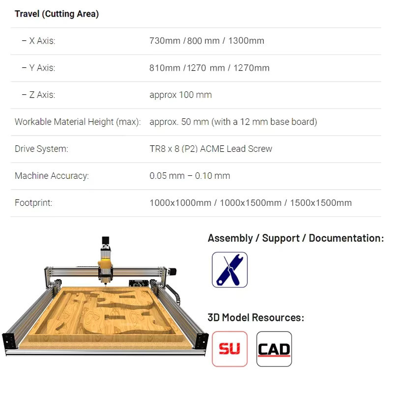 BulkMan 3D Lead CNC-Fräsmaschine Komplettset mit Maker Shield GRBL-Steuerung 4-Achsen-Holzgraviermaschine B/T/H: 150 x 150 x 150 cm - Bild 2