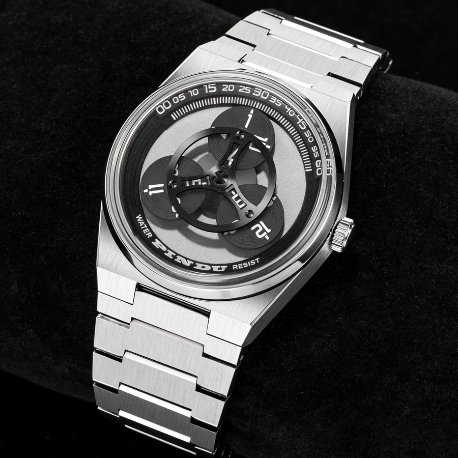 PINDU Design Herrenuhr, Automatik, Edelstahl, 40 mm, Schwarz, Silber - Bild 6