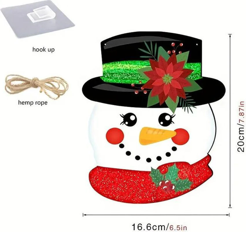 SZ-Damai Weihnachts-Schneemann aus Holz als hängende Dekoration für Fenster und Türen, mehrfarbig - Bild 1