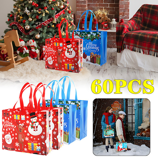 60 Stück Weihnachts Geschenktüten in Blau zur Geschenkverpackung und Dekoration - Bild 1