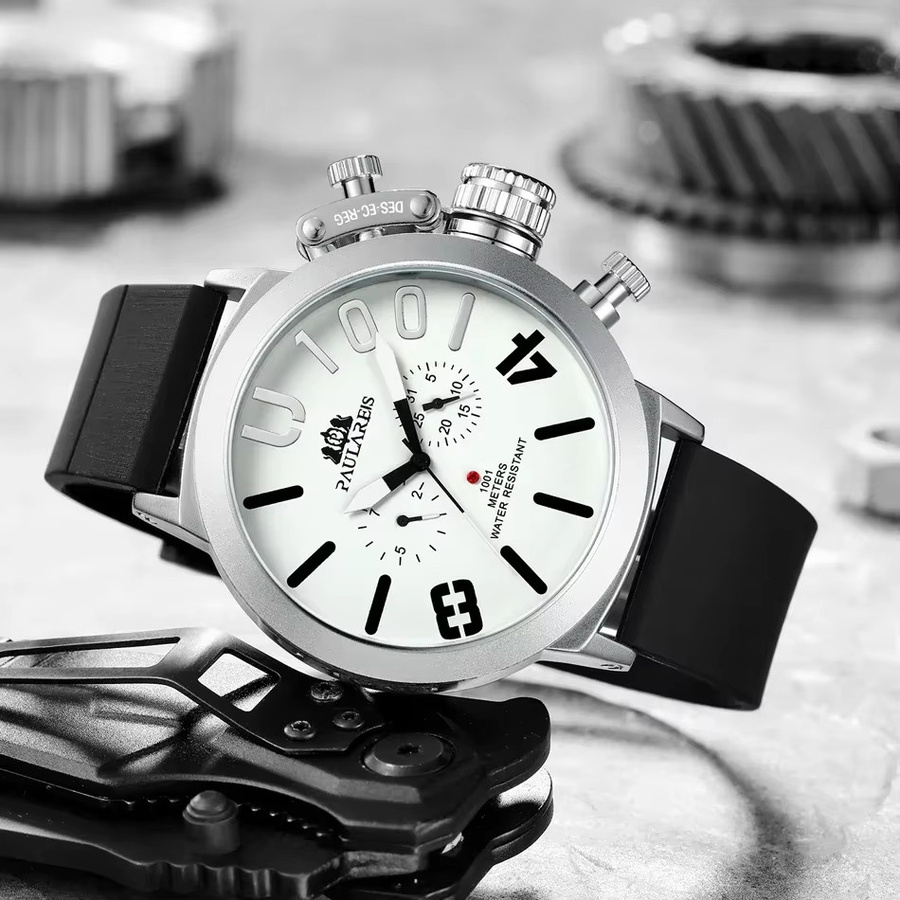 PAULAREIS P Armbanduhr Automatik, Edelstahl, Silber, Kautschuk, Herren - Bild 4