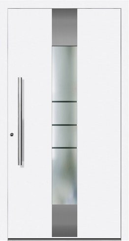 KNOCK Aluminium-Haustür PRAG in Weiß mit Glaseinsatz, modern, RC2-Schutz, Höhe: 200,0 cm, Breite: 100,0 cm - Bild 1