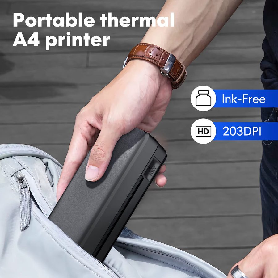 POLONO Tragbarer kabelloser Thermodrucker für A4 und US-Letter Dokumente sowie Tattoo-Designs, kompatibel mit Mobiltelefonen und Computern - Bild 3