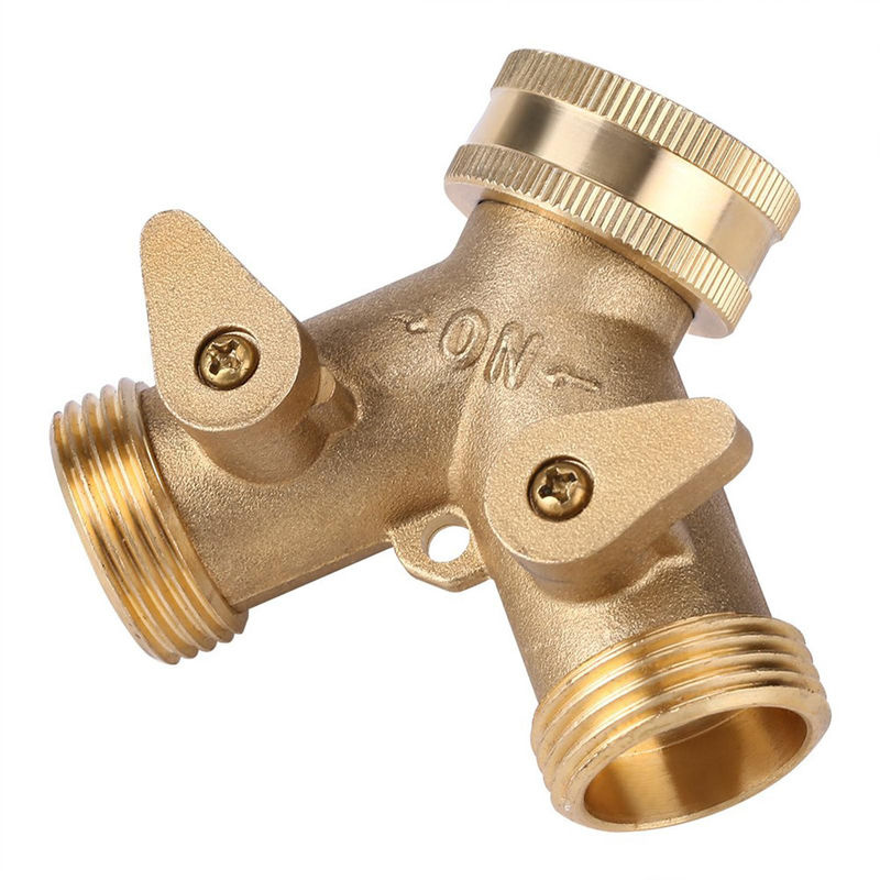 TOMTOP JMS 2-Wege-Ventil-Schlauchsplitter aus Messing in Gold, 3/4 Zoll Anschluss für Gartenbewässerung - Bild 2