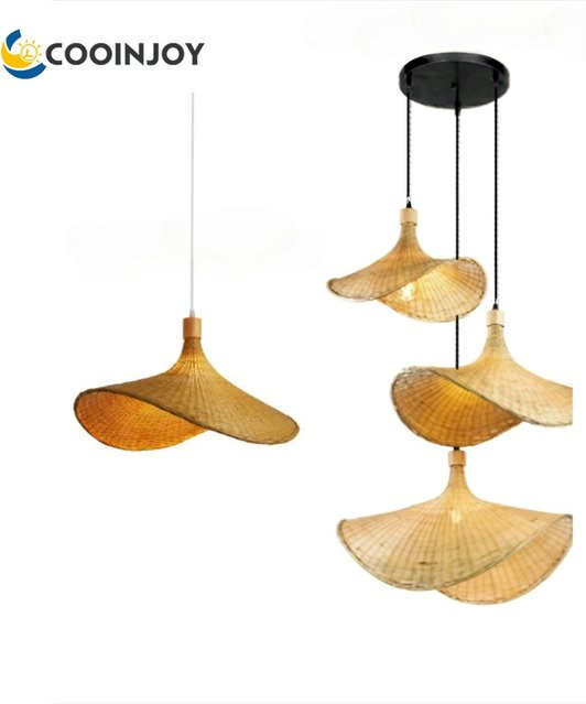 JOYINLED Bambus Pendelleuchte in Braun im Boho-Stil für Schlafzimmer und Hotel - Bild 1