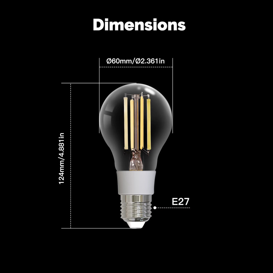 MOES Smart LED Glühlampe E27 mit 7W, Tuya ZigBee/Matter/WiFi, Filament Design in Transparent, kompatibel mit Alexa und Google Home - Bild 6