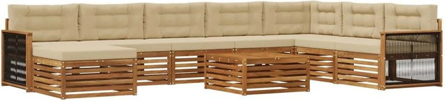 vidaXL Outdoor-Sofagarnitur aus Akazie Massivholz mit 9 Teilen in Natur und Beige - Bild 1