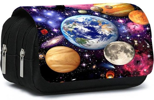 Fancy Style Studio Doppellagiges Klapp-Stifteetui Kosmischer Planet für Kinder in Multicolour - Bild 1