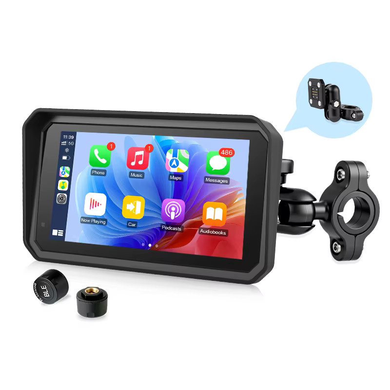 Develuck 6,25 Zoll Carplay Motorrad GPS Navigationssystem mit IPX7 Wasserdichtigkeit und optionalem TPMS in Schwarz - Bild 7