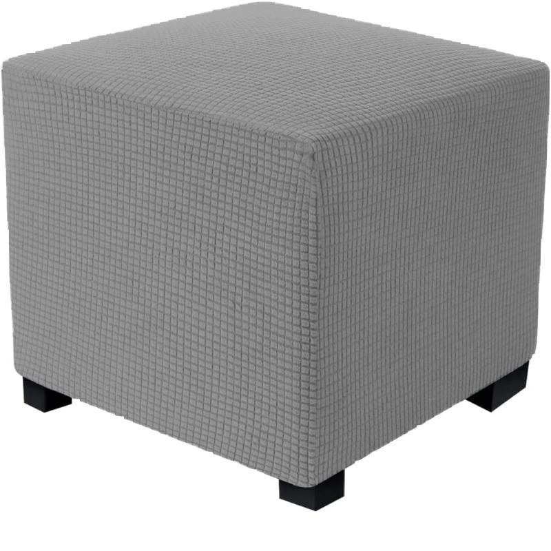 SuJiu Stretch-Schonbezug für Hocker und Ottomane in Schwarz aus Jacquard-Polyester-Elasthan-Mischung - Bild 2