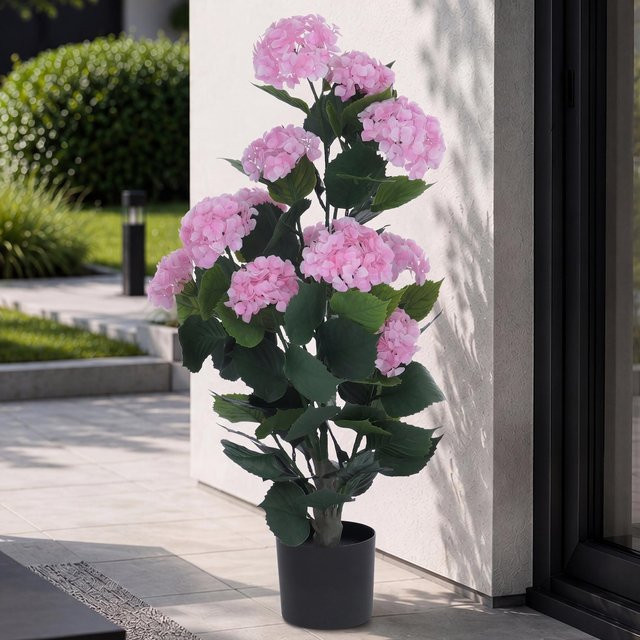 Künstliche Hortensie MCW Rosa, Dekopflanze aus Polyethylen, Höhe: 90 cm, Breite: 50 cm, Tiefe: 50 cm - Bild 1