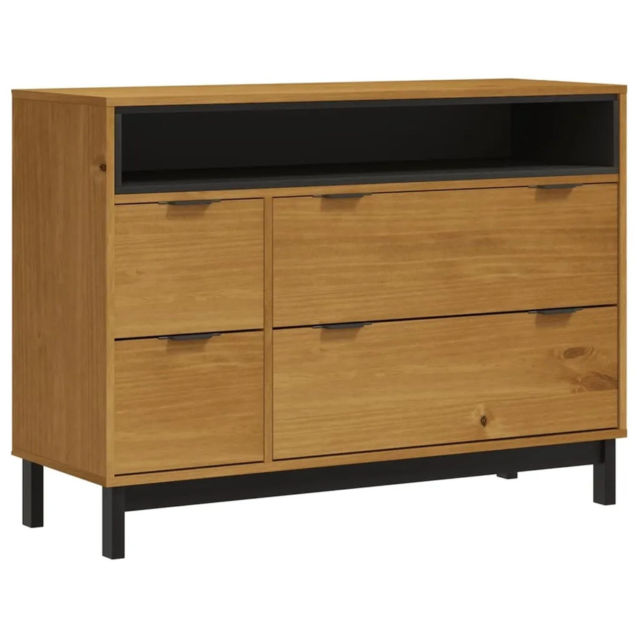 vidaXL Schubladenschrank FLAM aus Massivholz Kiefer in Braun, B/T/H: 110 x 40 x 80 cm - Bild 2