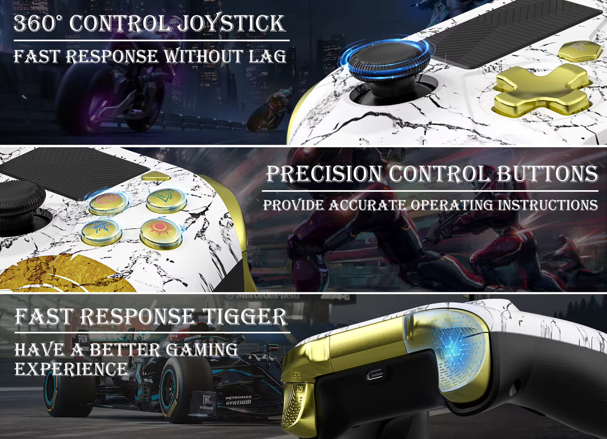 Bonacell Bluetooth Wireless Gamepad Multicolour für PS4 Slim Pro, PC, iOS und Android mit Dual Vibration und Sechs-Achsen-Joystick - Bild 2