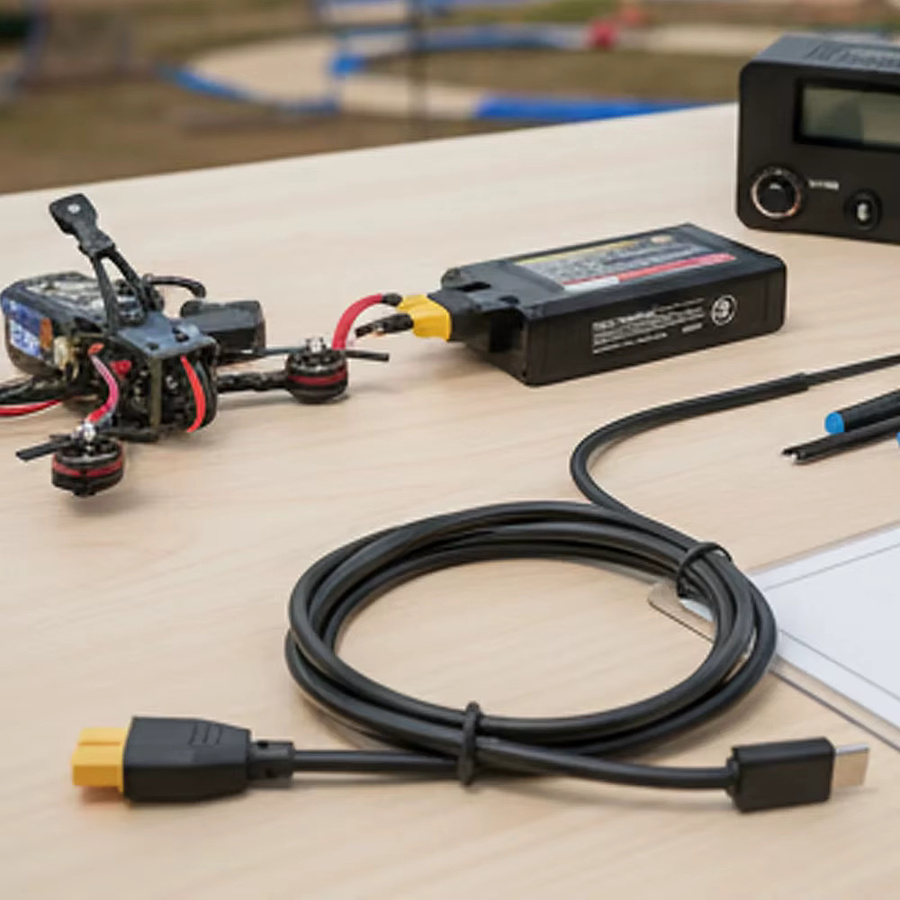 ToolkitRC USB-C zu XT60 Ladekabel PD 100W Buchsenadapter in Schwarz für Drohnen und Energiespeicher - Bild 3
