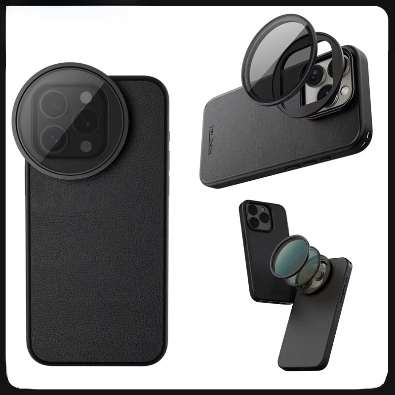 TELESIN CPL VND Kamerafilter für iPhone 15 Pro und iPhone 15 Pro Max in Schwarz mit Schutzhülle - Bild 1
