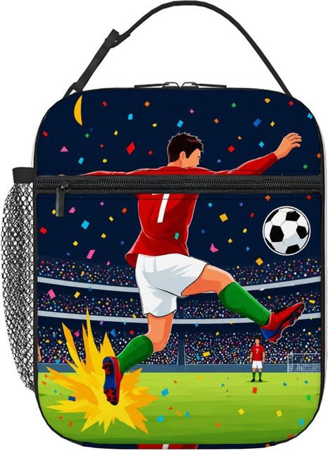 Isolierte Lunchtasche mit Fußball-Aufdruck von Fancy Style Studio in Blau - Bild 1