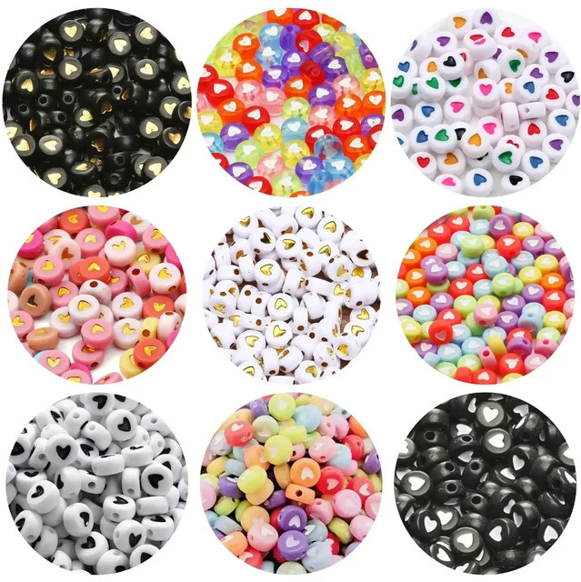 Bunte Herz Perlen, Acryl, Runde Spacer Perlen für Schmuck Machen - Bild 1