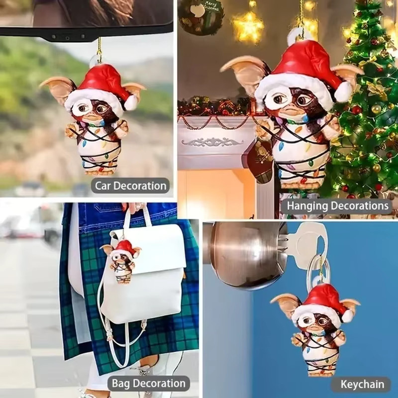 Gremlins Weihnachtsbaum Ornament aus Acryl als dekorativer Anhänger für Rückspiegel, Taschen und Schlüsselanhänger, Mehrfarbig - Bild 4