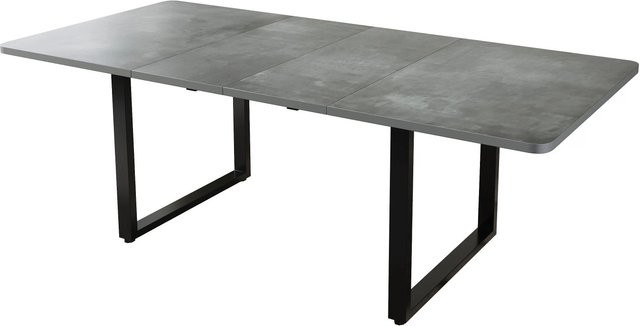 okwish Esstisch ausziehbar für 6-10 Personen in Grau mit Metallbeinen, B/T: 220 x 80 cm - Bild 1