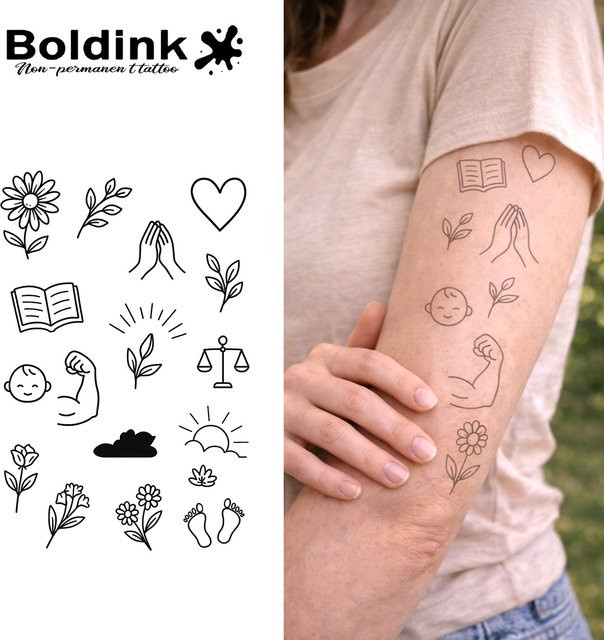 BOLDINK Gentle Healing Love & Growth Tattoo-Aufkleber, Unisex - Bild 1
