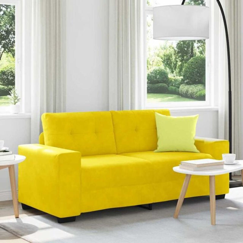 Modernes Vidaxl 2-Sitzer-Sofa aus Samt in Gelb, Breite: 140 cm - Bild 1