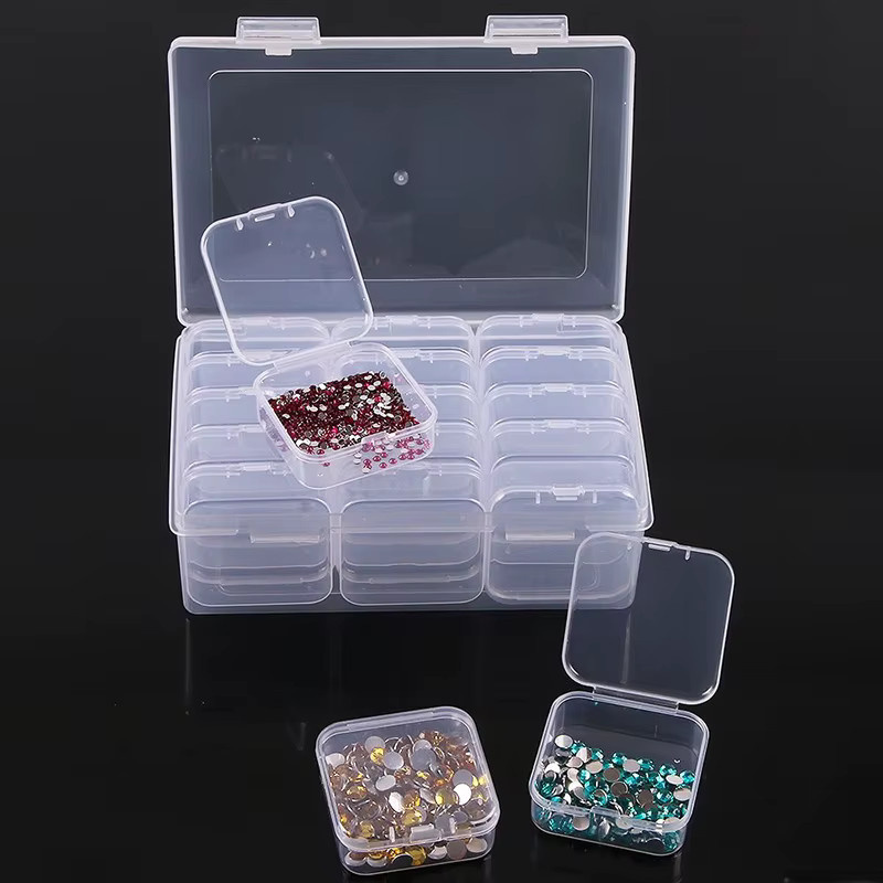 TMZ Büroklammer-Aufbewahrungsbox-Set aus Kunststoff, transparent, mehrkammerig, B/T/H: 10,0 x 10,0 x 5,5 cm - Bild 2