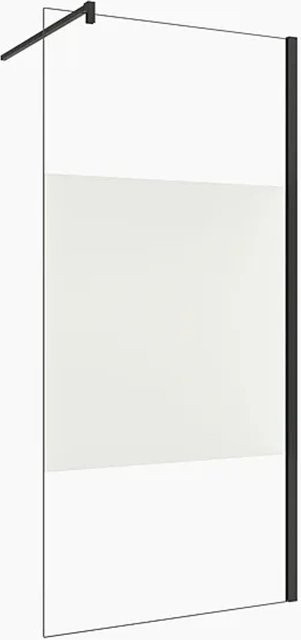Duschparadies Walk-in Duschwand mit Milchglasstreifen und Nano-Glas, Schwarz, B: 110 cm, H: 200 cm - Bild 1