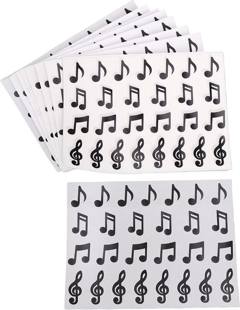 540 Stück Musiknoten-Aufkleber mit Glitzer-Effekt, selbstklebende Musiksymbole in Schwarz für Lehrer und Schule - Bild 1