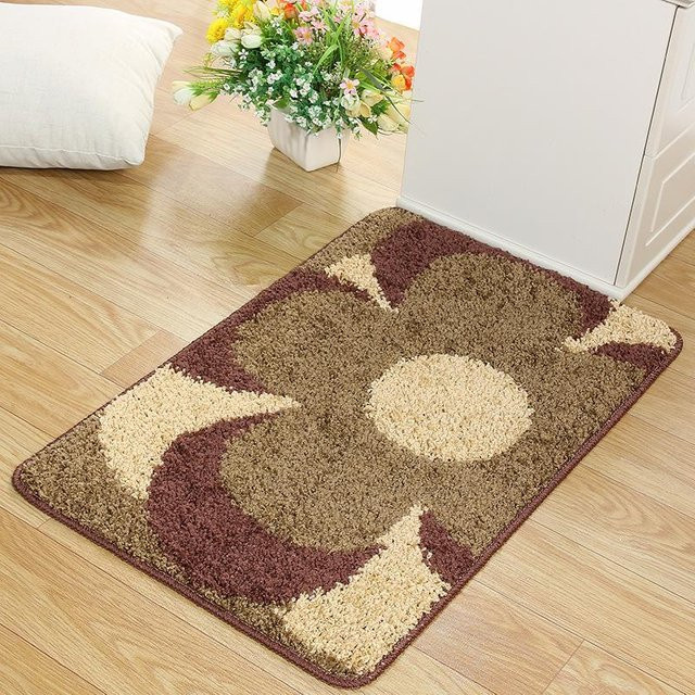 Rutschfeste Bodenmatte aus gebogenem Garn von Yiran Furniture für Eingang, Schlafzimmer oder Badezimmer, B/B: 60 x 90 cm, Farben: Gold, Blau, Pink - Bild 1