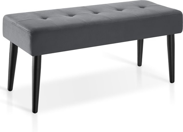 tectake Sitzbank mit Samtbezug in Grau, B/T/H: 95 x 38 x 45 cm - Bild 1