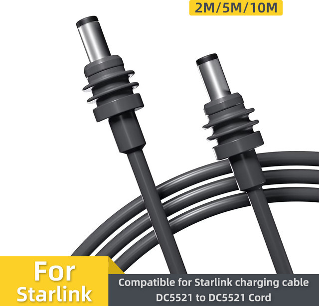 BSN Ersatz-Stromladekabel für Starlink Mini, DC-Stecker auf DC-Stecker, wasserdicht, Schwarz - Bild 1