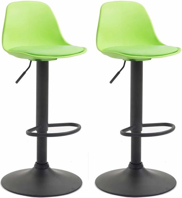 DELUKE 2er Set Barhocker LUNOR aus Kunstleder in Grün und Schwarz mit Lehne, B/T/H: 39 x 43 x 82 cm - Bild 1