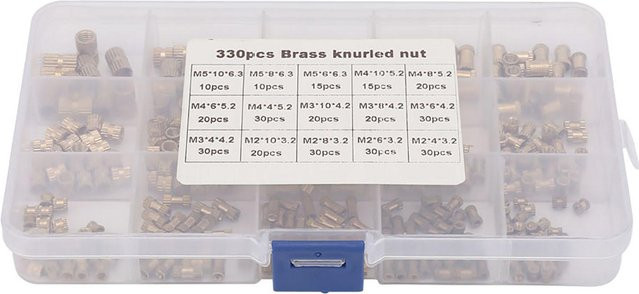 Meterk Messing Einpressmutter Set mit M2 M3 M4 M5 Isoliersäulen in Goldfarben, 330 Stück - Bild 1