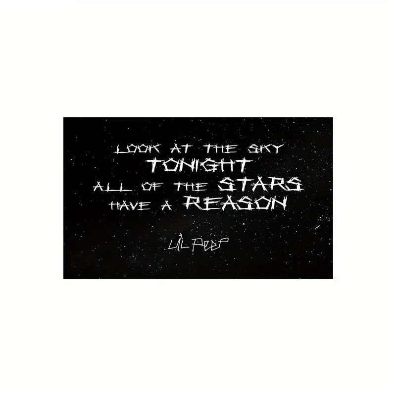 VIKAMA Lil Peep Sternenhimmel Wandteppich mit Zitaten in Schwarz, Rechteckiger Textil-Wandteppich für dein Wohnzimmer oder Studio - Bild 4