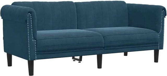 vidaXL 2-Sitzer Sofa in Blau aus Samt mit Massivholzrahmen und Armlehnen im modernen Design - Bild 1