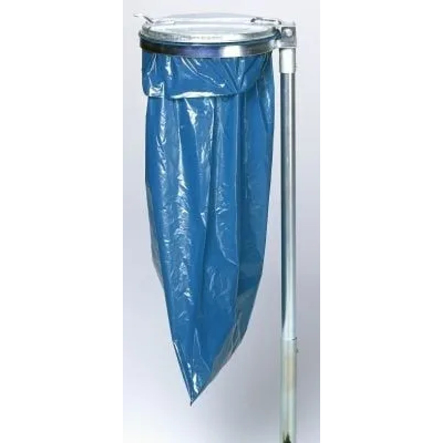 PROREGAL Einzel Abfallsammler aus verzinktem Stahl mit Metall Deckel und Stange, Farbe: Silber, H x B x T: 98 x 50 x 45 cm - Bild 2